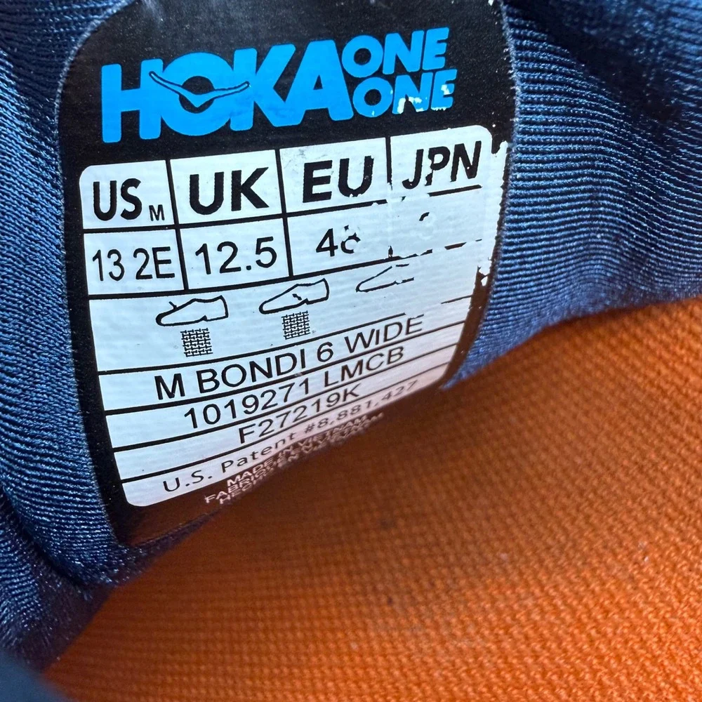 Hoka Bondi 6 Running Shoes Mens Size 13 2E Wide Blue 1019271 LMCB